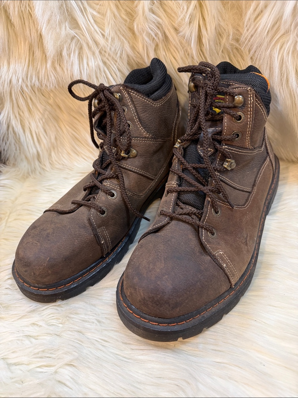 Herman Surviors Men's Brown Lace-Up Work Boots with Steel Toes -Size 12W